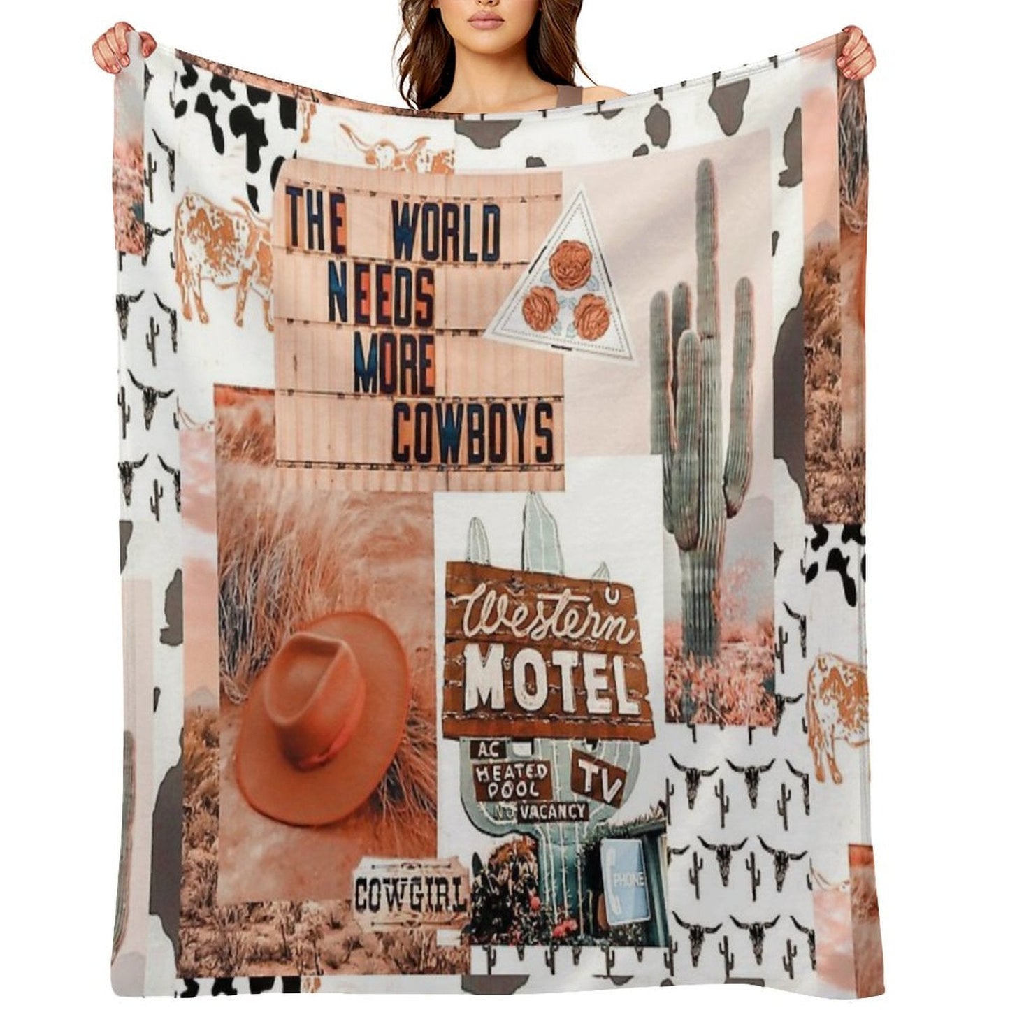 Western, Cowgirl Collage Art Pinterest, Yeehaw Collage Throw Blanket