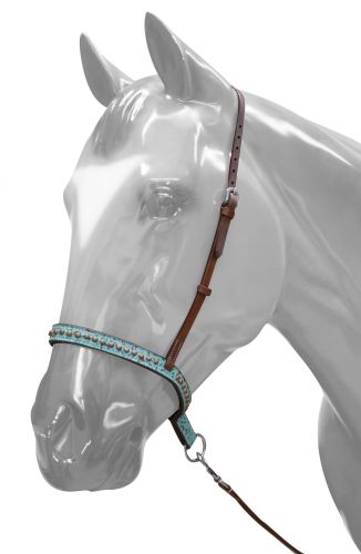SHOWMAN ADJ. TEAL FILIGREE NOSEBAND AND TIE DOWN