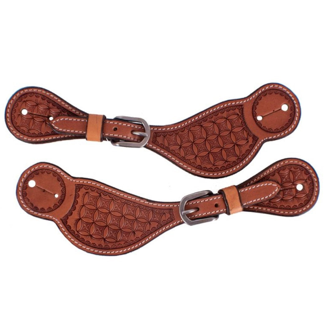 Floral Tooled Spur Strap