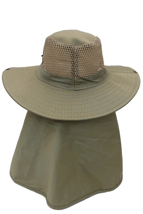 Fisherman Hat with Extra Wide Neck Cover|BLACK
