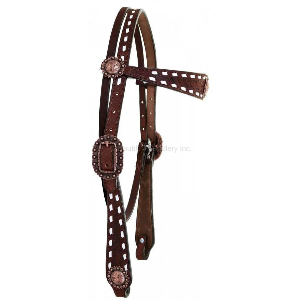 Double J Saddlery White Buckstitch Browband Headstall