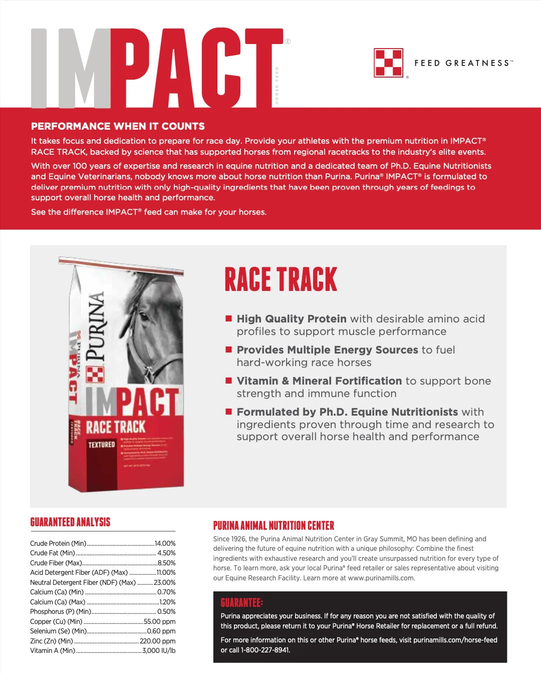 Purina® Impact® 14% Race Track Textured Horse Feed (RED)