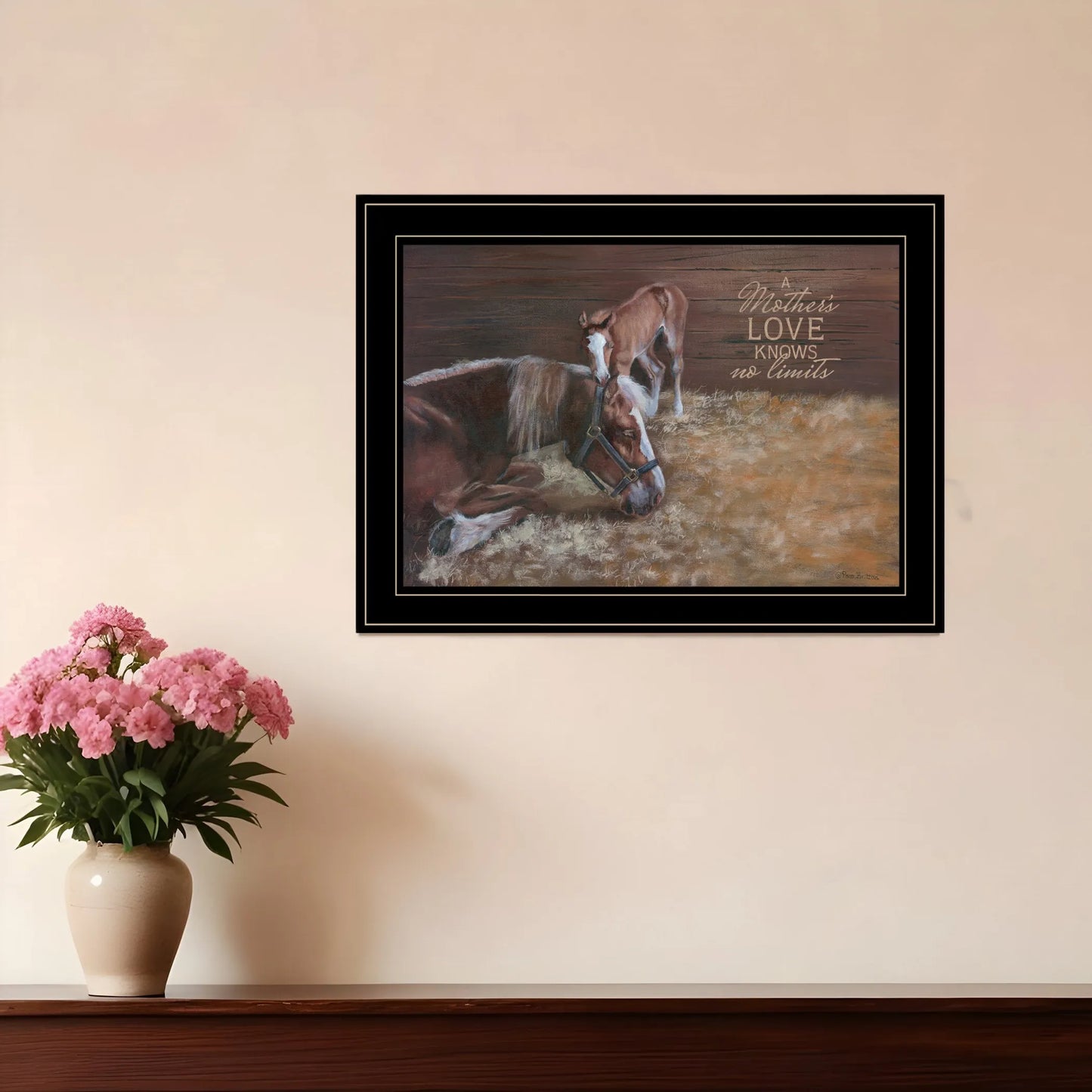 A Mother's Love Horses Black Framed Print Wall Art