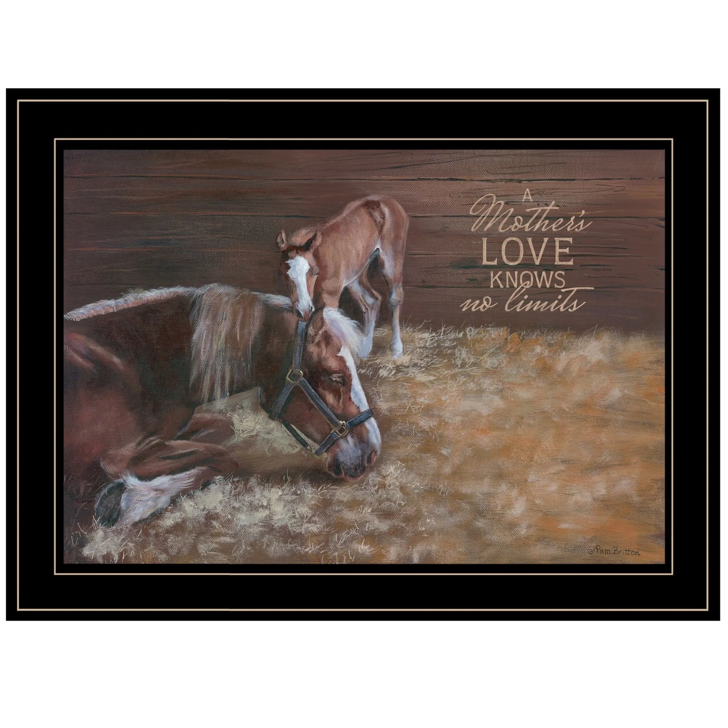 A Mother's Love Horses Black Framed Print Wall Art