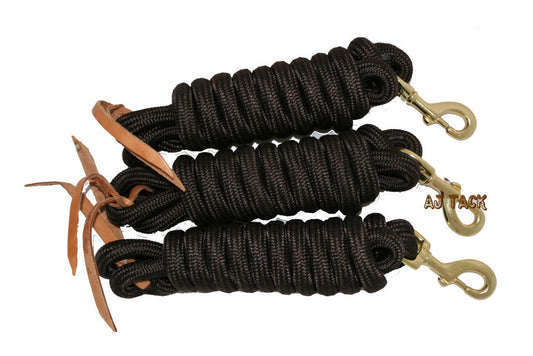 AJ Tack 9 Foot Nylon Lead Rope, Set of 3