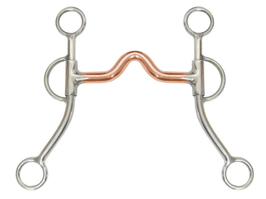 AJ Tack Double Rein Long Shank Medium Copper Port Bit