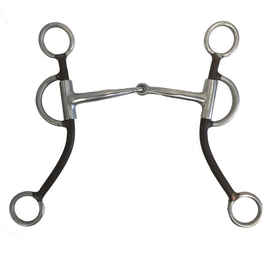 AJ Tack Double Rein Long Shank Sweet Iron Bit, Antique Brown