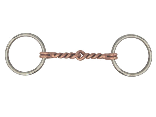 AJ Tack Loose Ring Sweet Iron Twisted Copper Snaffle Bit, Mini/Pony