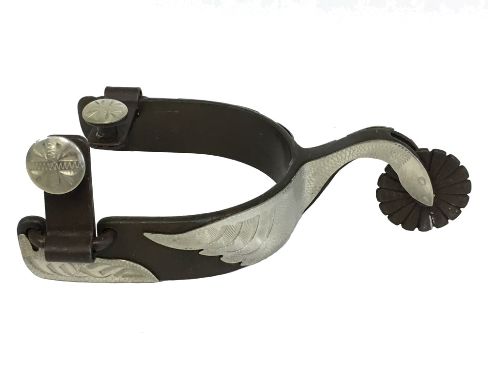 AJ Tack Men's Swan Shank Antique Brown Spurs