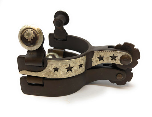 AJ Tack Baby Antique Brown Star Spurs, Keepsake Gift