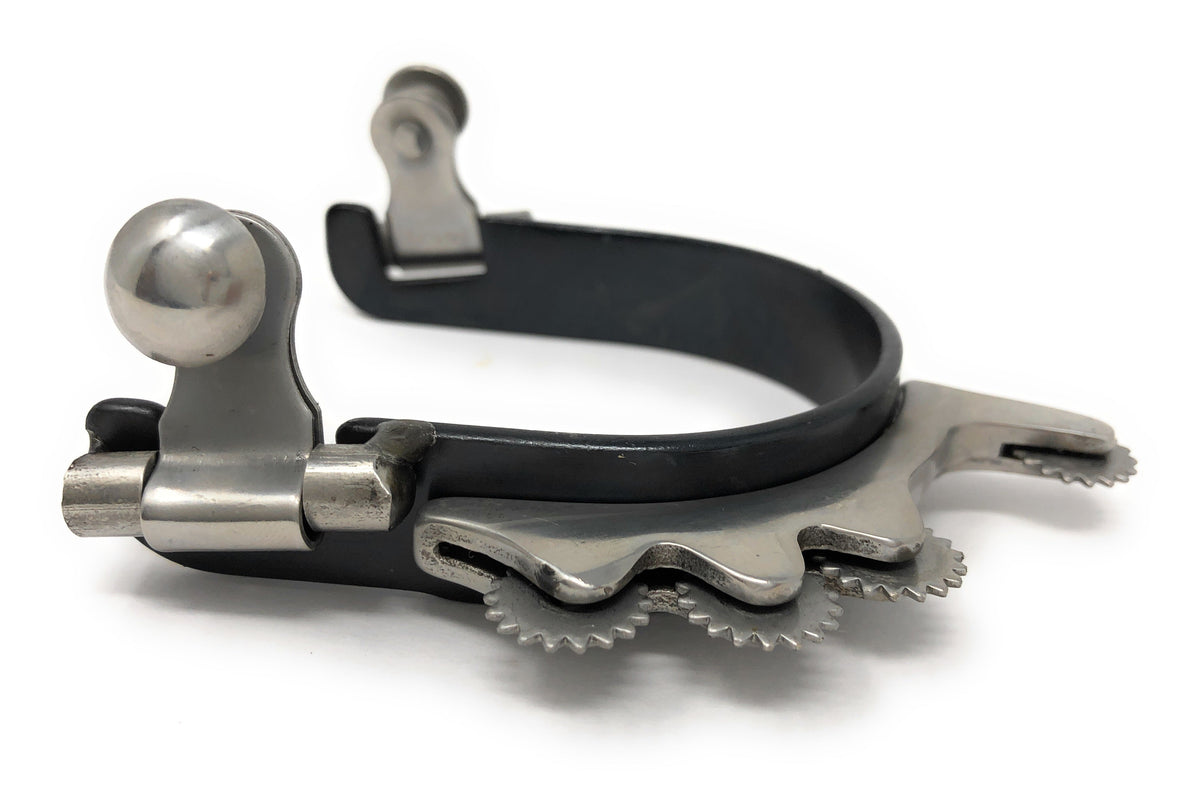 AJ Tack Men's Black Horizontal Rowels Bumper Spurs