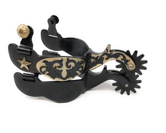 AJ Tack Men's Antique Brown Star and Floral Spurs