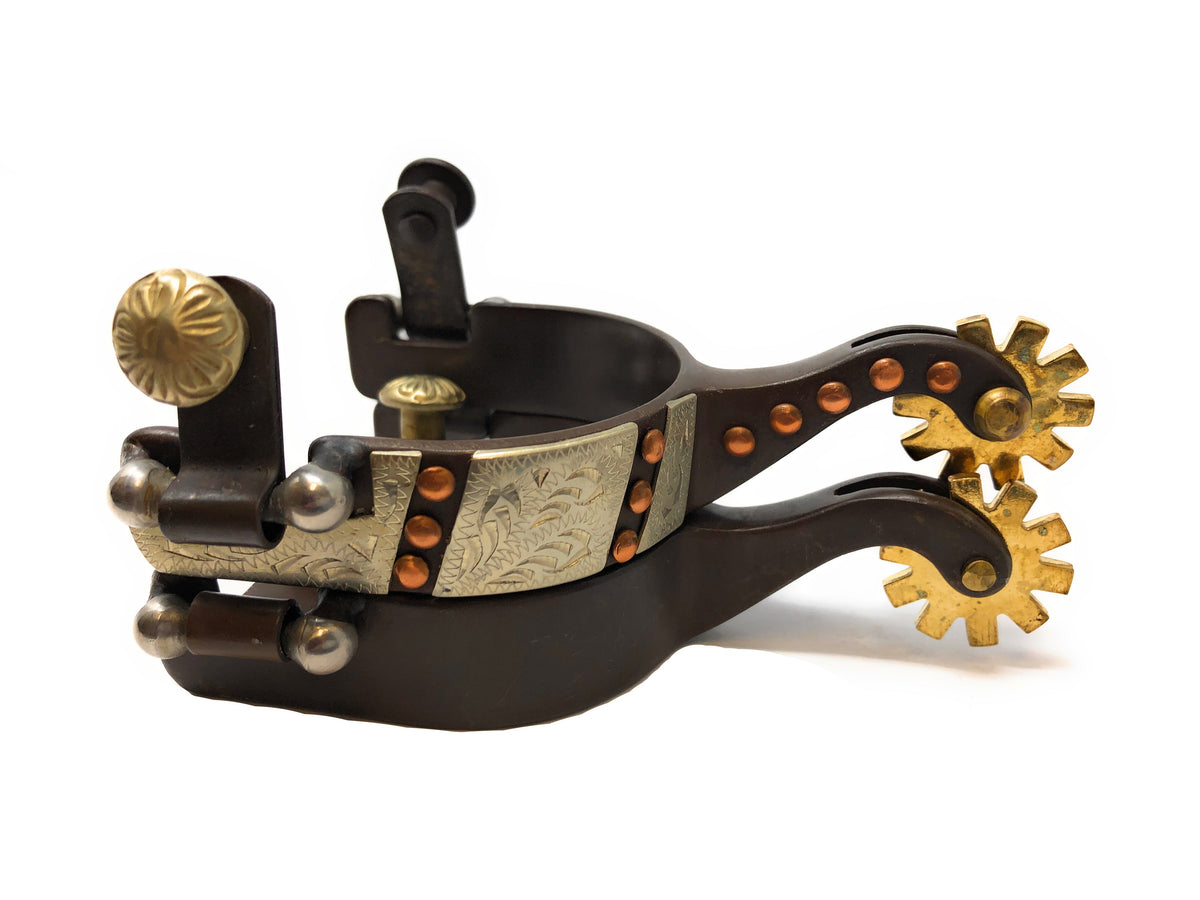 AJ Tack Youth Antique Brown Engraved Spurs