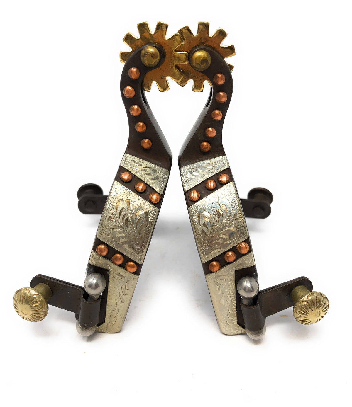 AJ Tack Youth Antique Brown Engraved Spurs