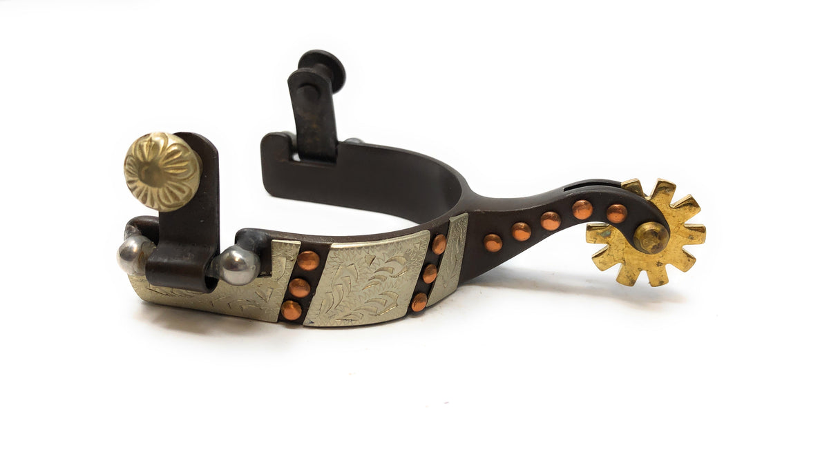 AJ Tack Youth Antique Brown Engraved Spurs
