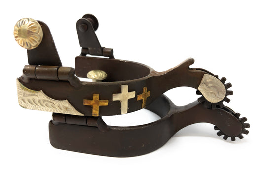 Youth Antique Brown Three Cross Western Spurs