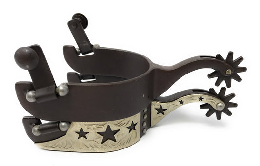 AJ Tack Men's Cutout Stars Antique Brown Show Spurs