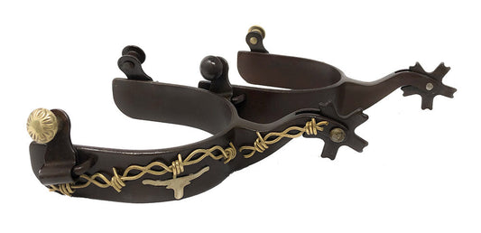 AJ Tack Men's Longhorn and Barbwire Spurs