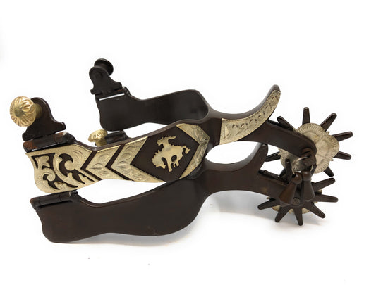 AJ Tack Men's Antique Brown Bucking Bronc Engraved Spurs