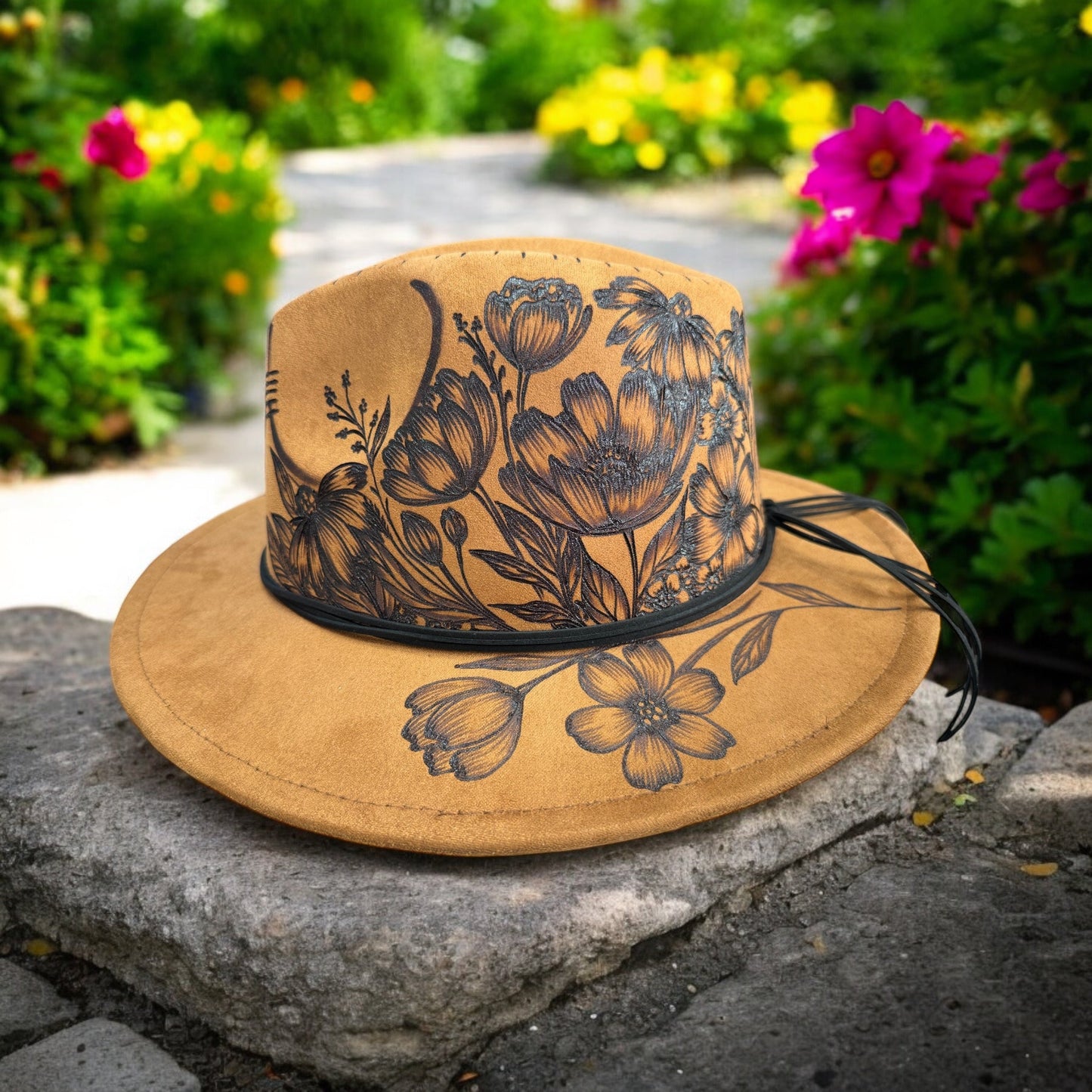 Flower Garden- Burned Small Brim Fedora