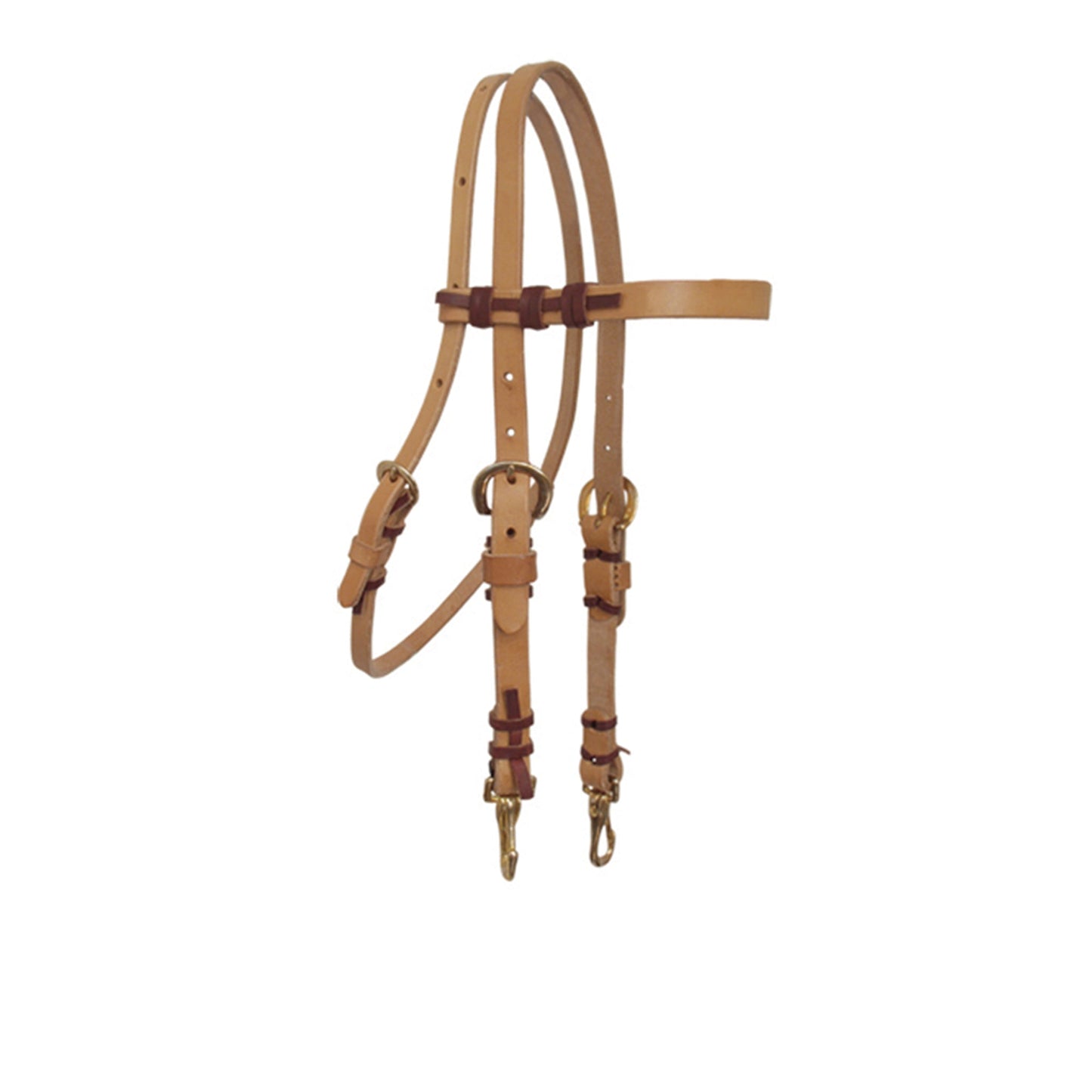 Alamo Saddlery 1/2" Straight Browband Headstall | Harness Leather, Cowboy Ties & Brass Snaps
