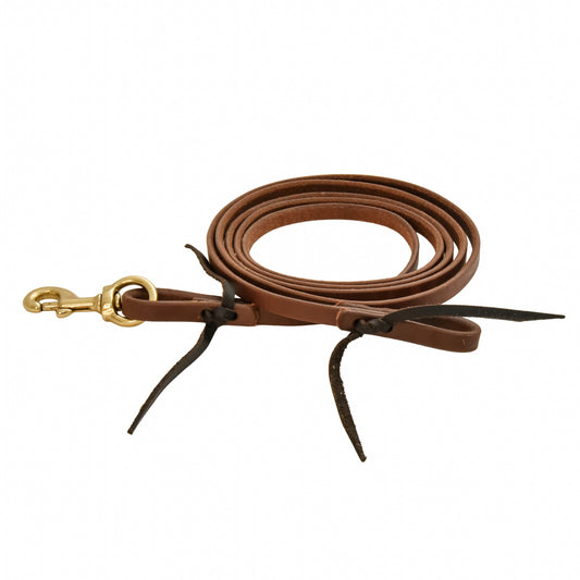 Oiled Harness Leather Flat Roper Reins - 1/2" x 8ft