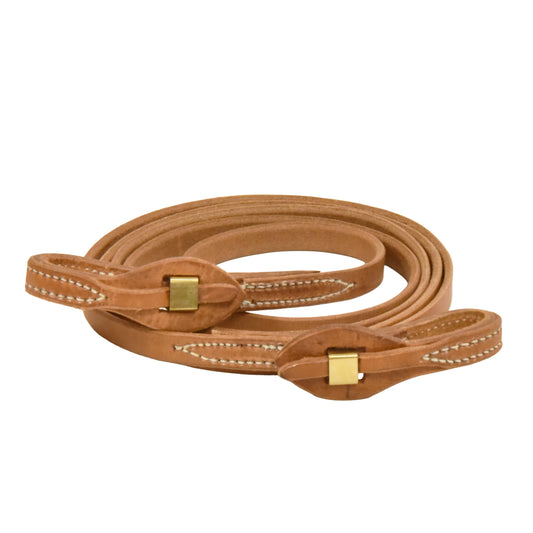 Harness Leather Brass Quick Change Roper Reins - 5/8" x 8ft