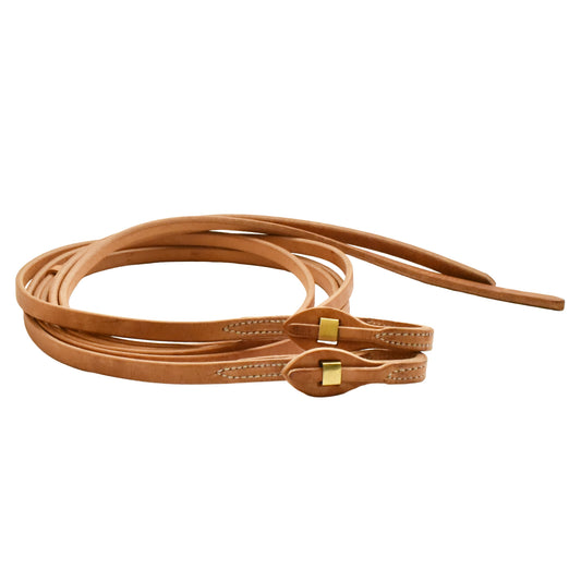 Harness Leather Brass Quick Change Split Reins - 5/8" x 8ft
