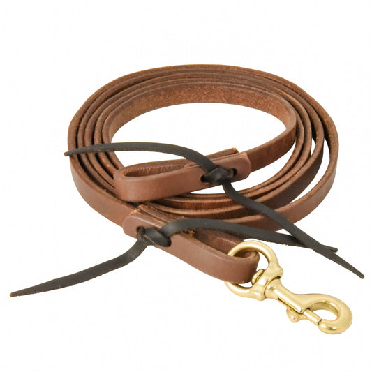 Oiled Harness Leather Flat Roper Reins - 5/8" x 8ft