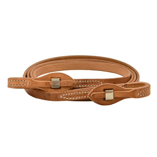 AJ Tack Quick-Change Roper Reins | Harness Leather & Stainless Steel | 5/8" x 8'