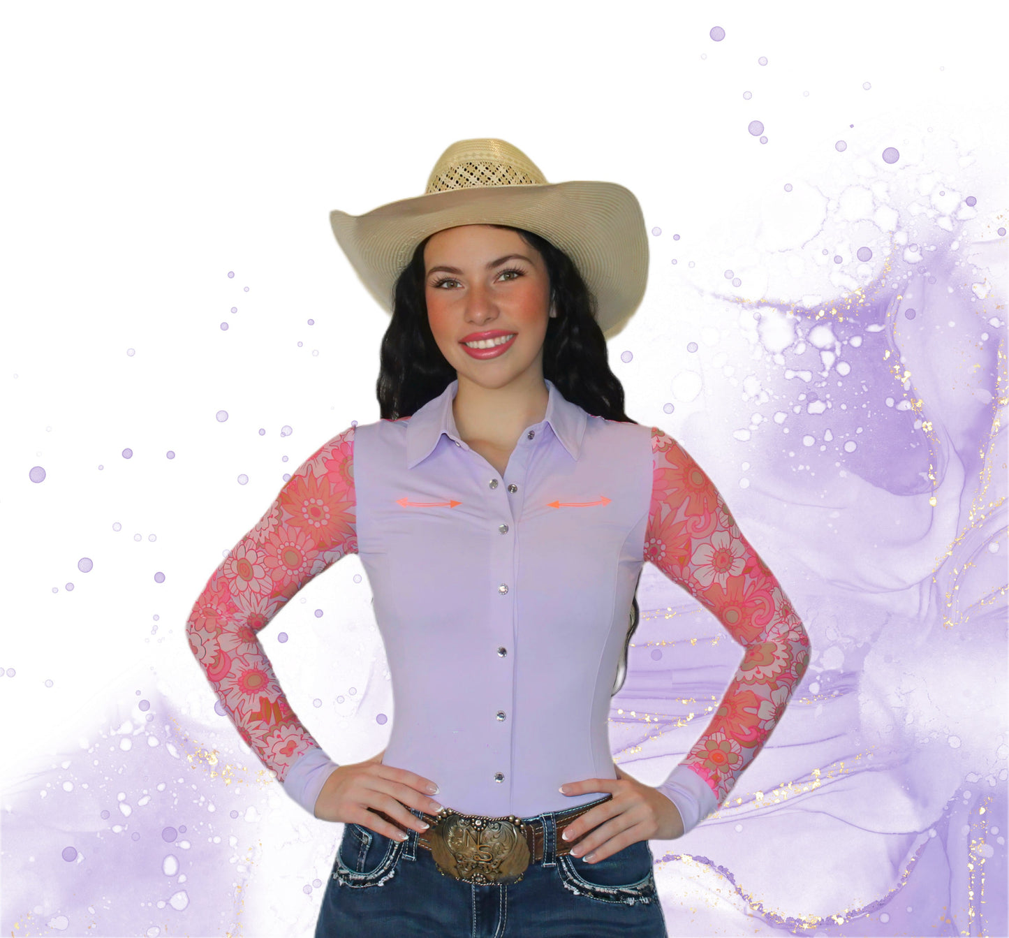 AeroTEQ Girls Wildflower Fever Mesh Pearl Snap Rodeo Shirt