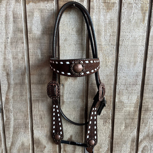 Double J Saddlery White Buckstitch Browband Headstall