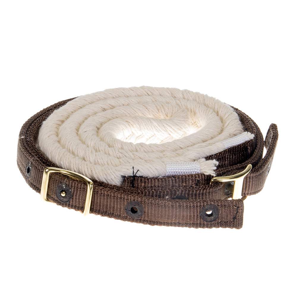 White Cotton Roping Rein with Nylon Ends & Brass Conway Buckles