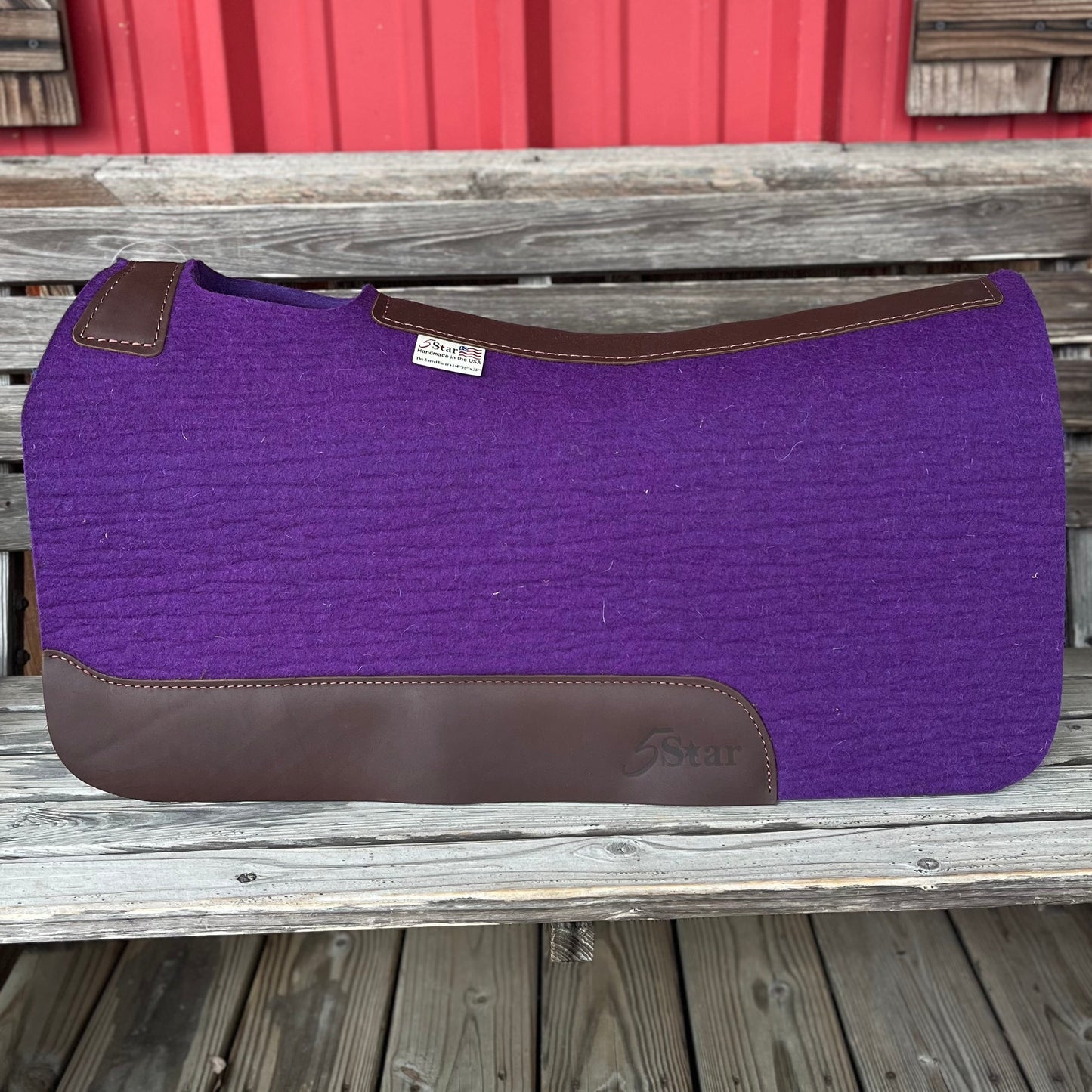 5 Star Equine 3/4" Purple Barrel Saddle Pad 30x28 with Brown Wear Leathers