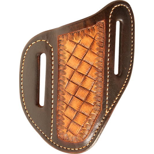 ANGLED KNIFE SHEATH WITH DARK FRAMED MINI WEAVE TOOLING - LARGE