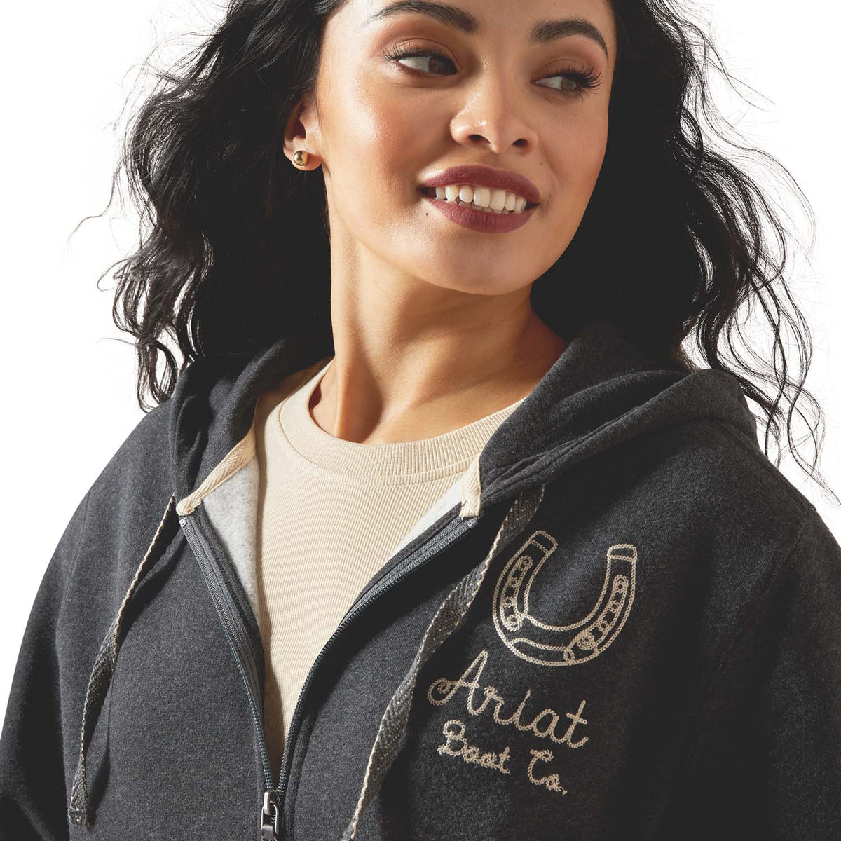 Ariat Women's Stitched Horseshoe Full Zip Hoodie | Charcoal Heather