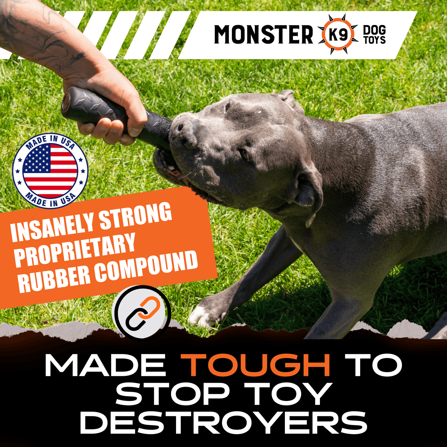 Monster K9 Chew Stick | Natural Rubber Dog Toy for Aggressive Chewers