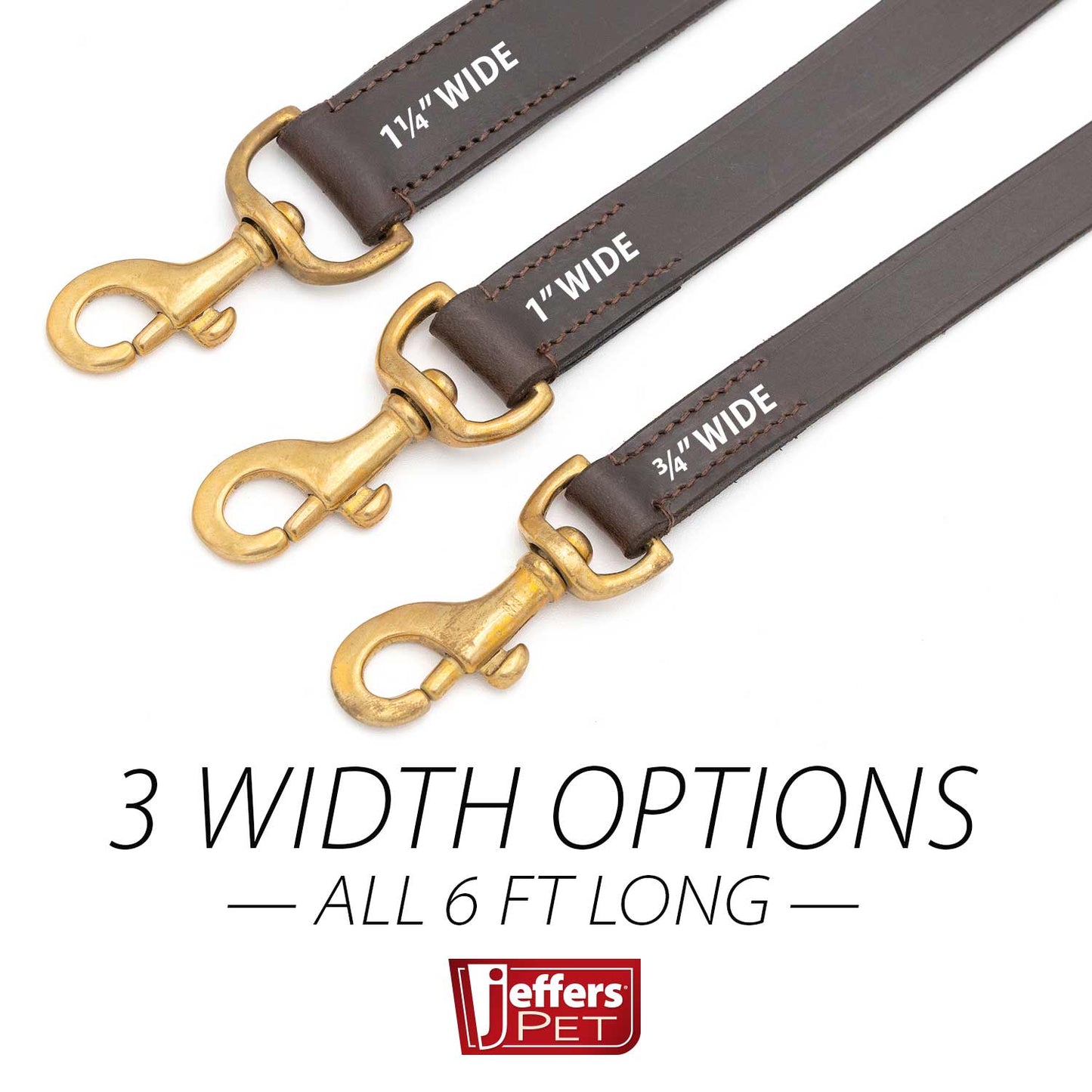 Jeffers Flat Leather Dog Leash with Hand Strap, 6'