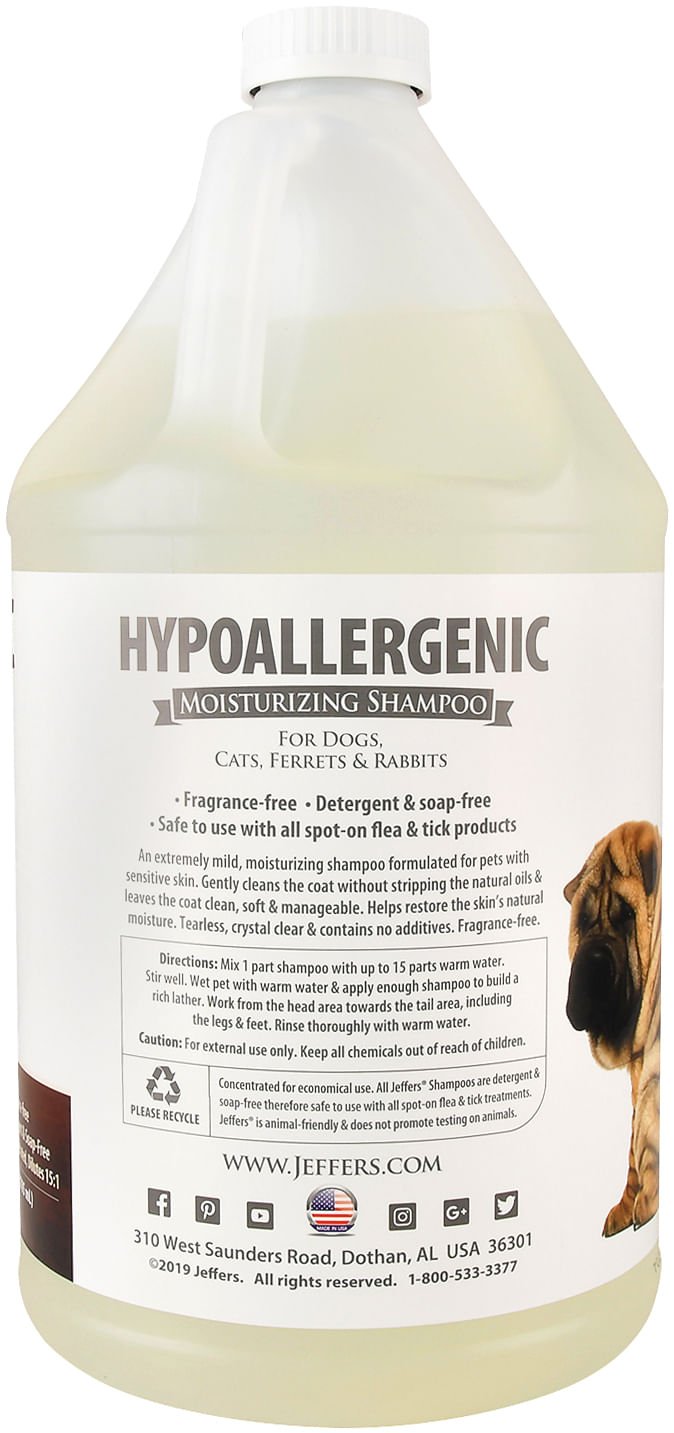 Jeffers Hypoallergenic Moisturizing Pet Shampoo for Sensitive Skin