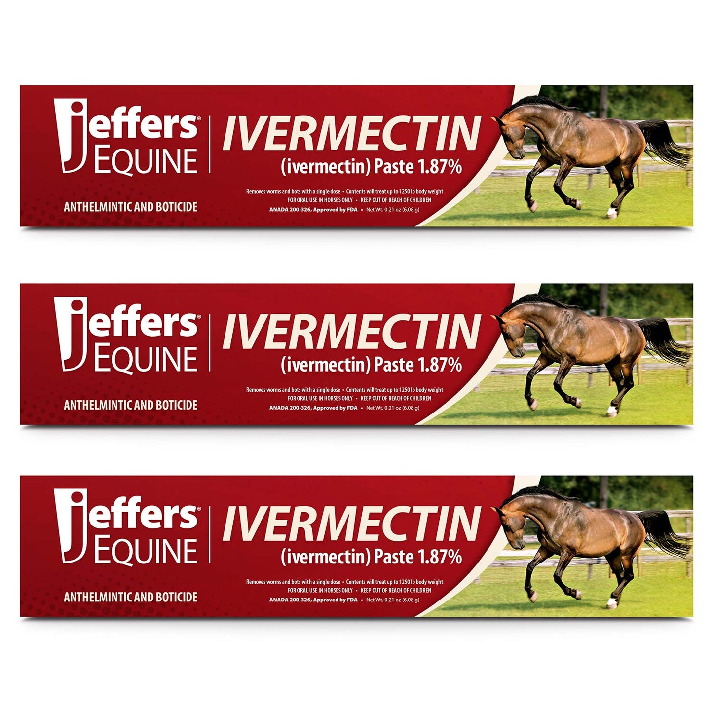 Jeffers Ivermectin Horse Dewormer Gel for Horses, Apple Flavored
