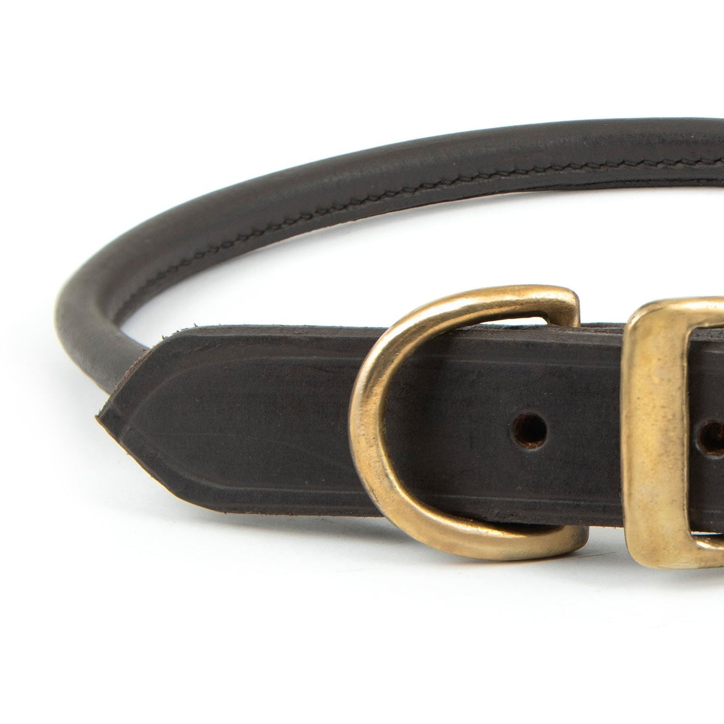 Jeffers Rolled Leather Dog Collar with Brass Hardware