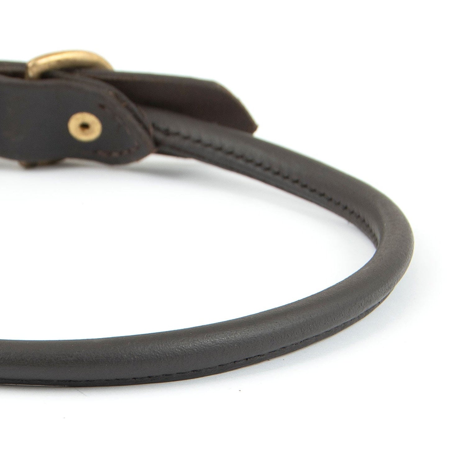 Jeffers Rolled Leather Dog Collar with Brass Hardware