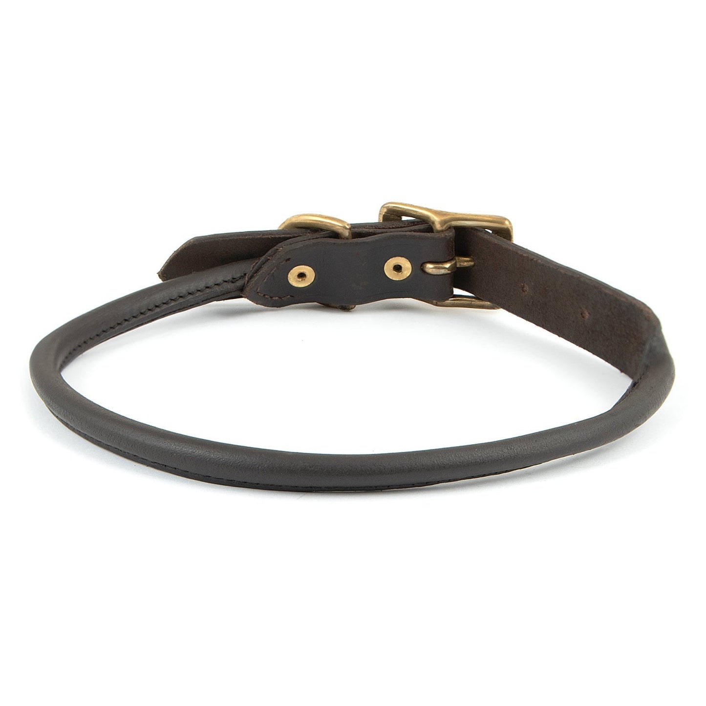 Jeffers Rolled Leather Dog Collar with Brass Hardware