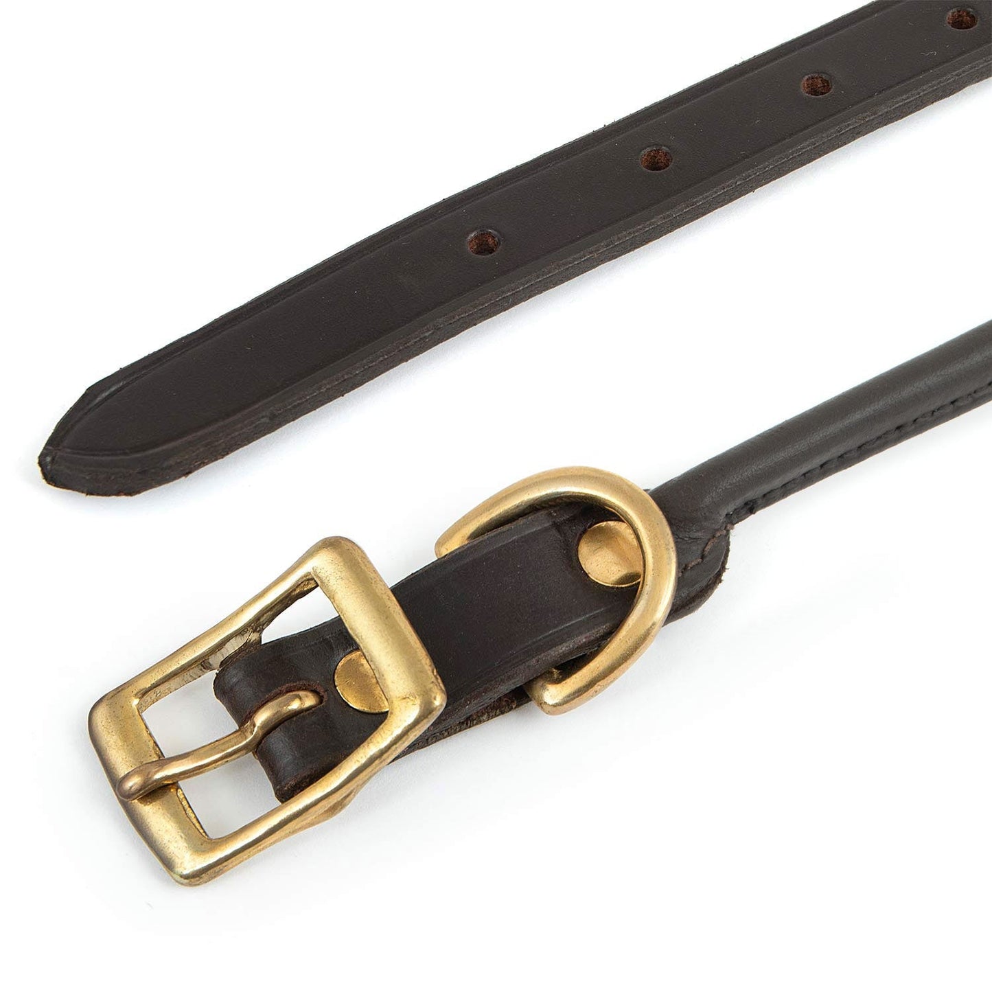 Jeffers Rolled Leather Dog Collar with Brass Hardware