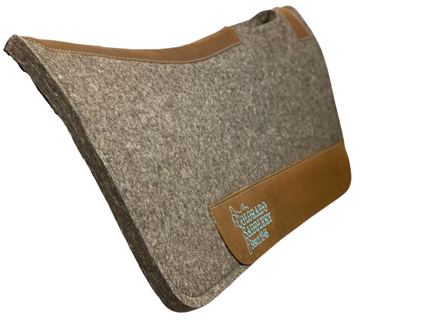 Chocolate Grey 100% Compressed Wool Pad- Turquoise Stitching
