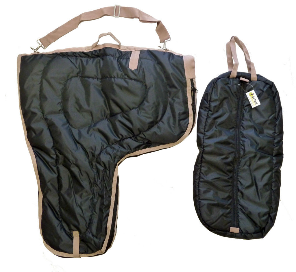 AJ Tack Western Padded Saddle & Bridle Carrier Set | 420D Nylon | 8 Colors