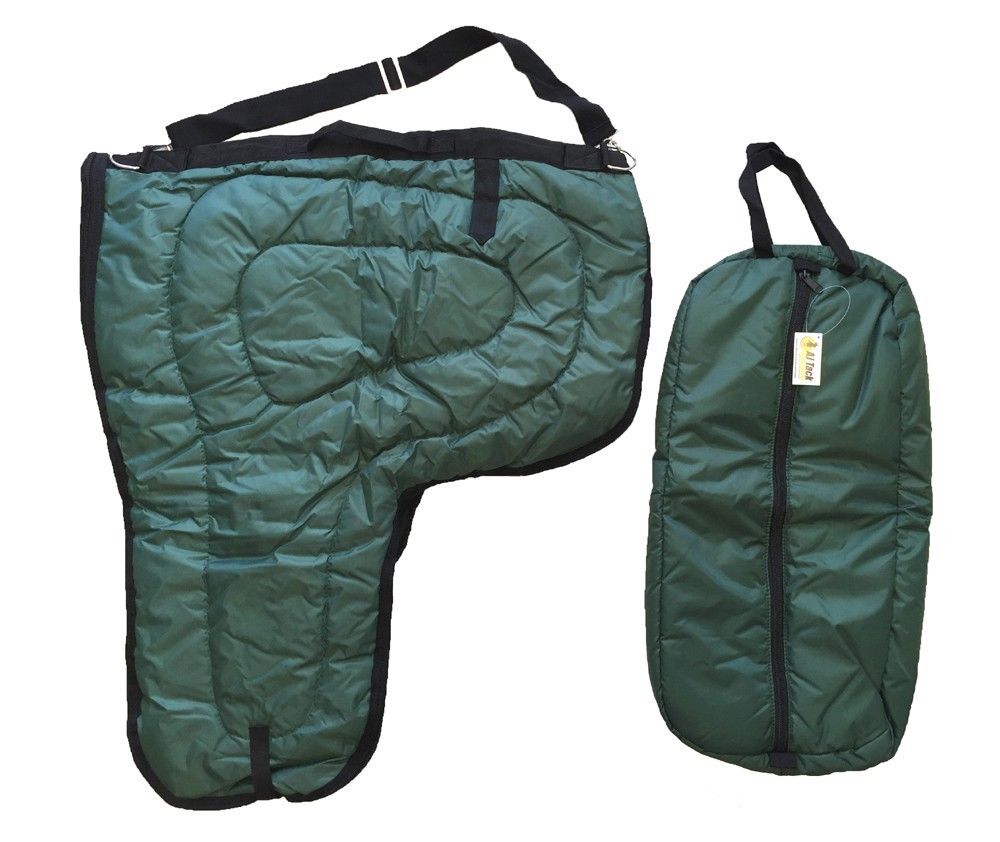 AJ Tack Western Padded Saddle & Bridle Carrier Set | 420D Nylon | 8 Colors